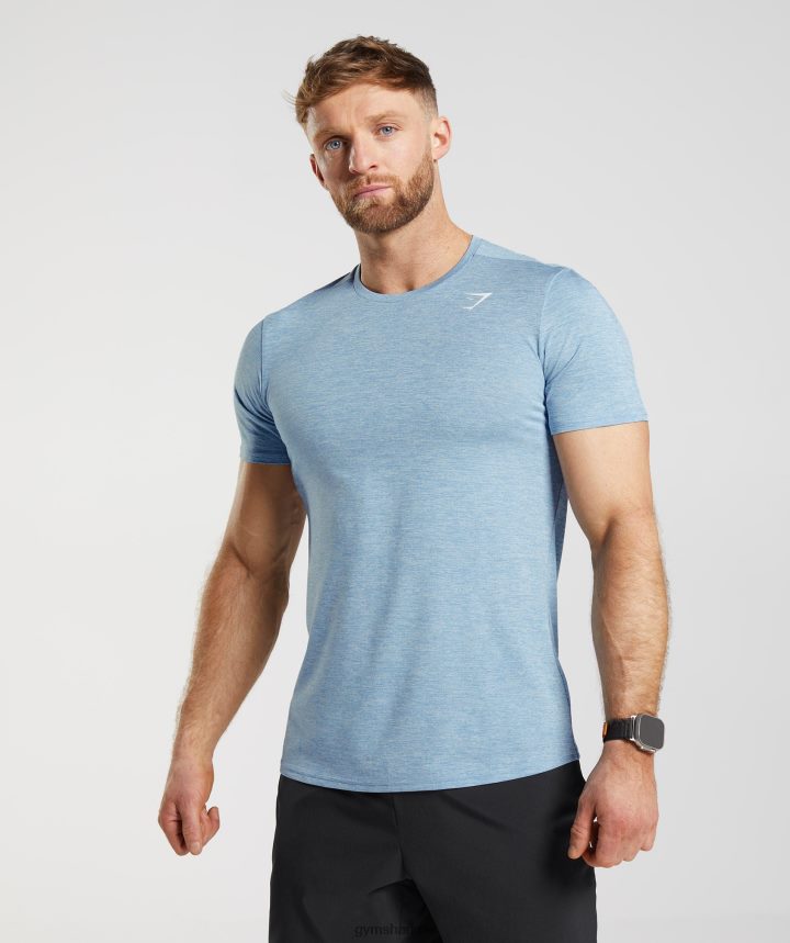 Gymsharkllegada camiseta jaspeada hombres azul ozono/azul horizonte marga PFTJ2N781 ropa