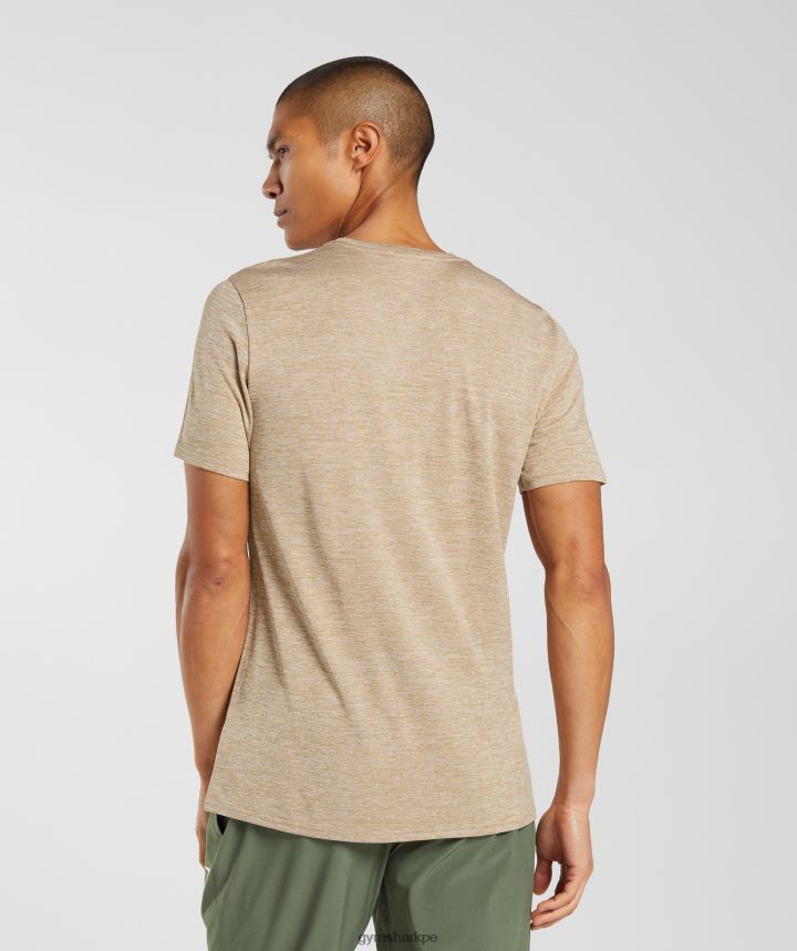 Gymsharkllegada camiseta jaspeada hombres marrón tostado/marrón camel jaspeado PFTJ2N782 ropa