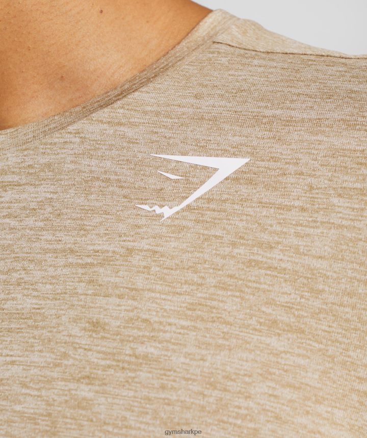 Gymsharkllegada camiseta jaspeada hombres marrón tostado/marrón camel jaspeado PFTJ2N782 ropa