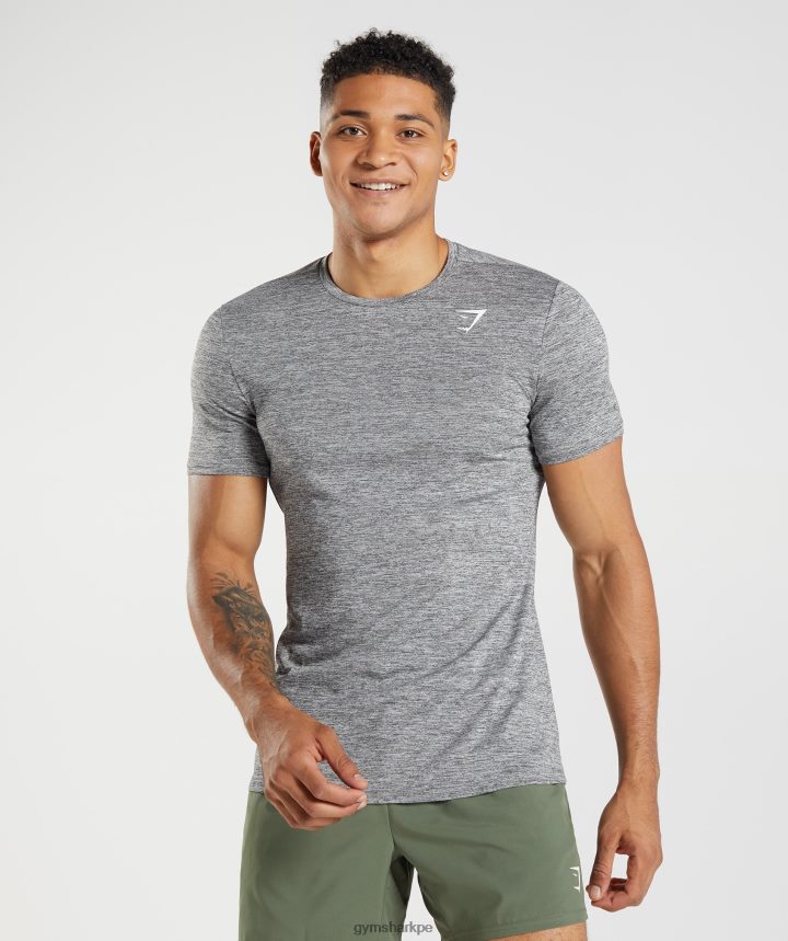 Gymsharkllegada camiseta jaspeada hombres silueta gris/gris claro jaspeado PFTJ2N660 ropa