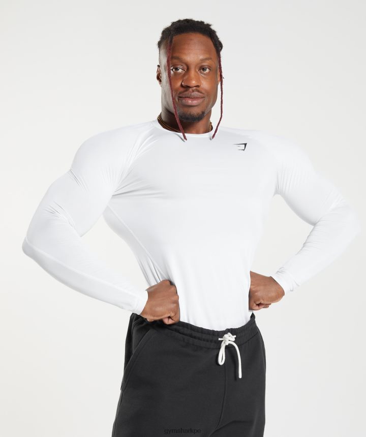 Gymsharkplayera de manga larga con elemento baselayer hombres blanco PFTJ2N631 ropa