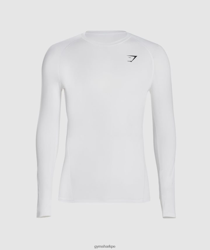 Gymsharkplayera de manga larga con elemento baselayer hombres blanco PFTJ2N631 ropa