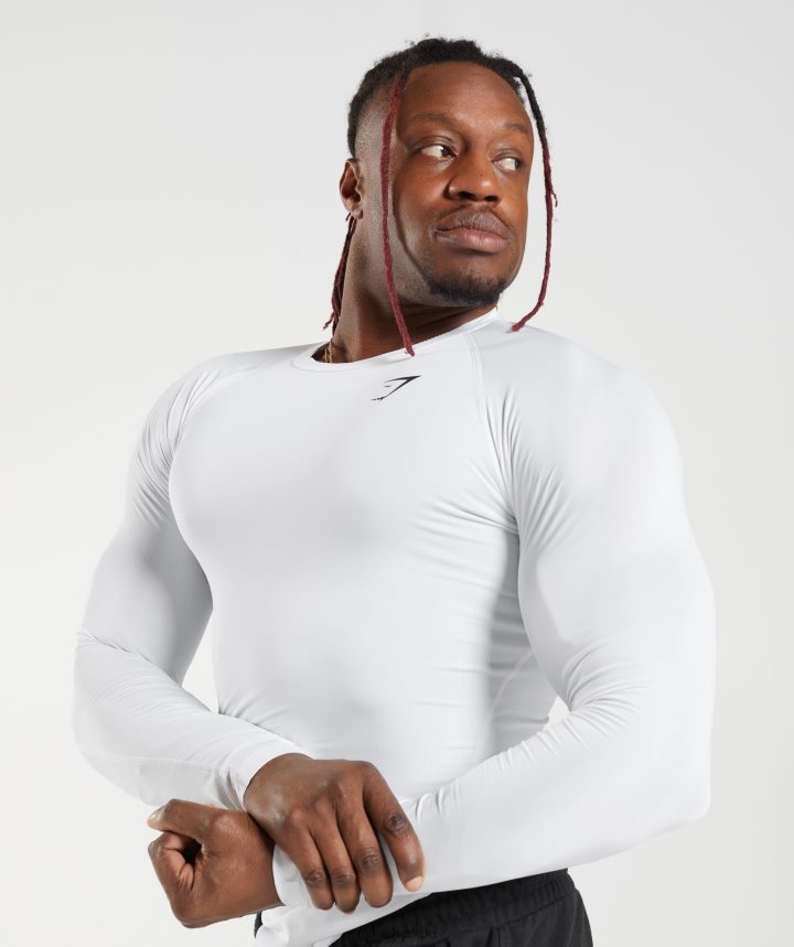 Gymsharkplayera de manga larga con elemento baselayer hombres blanco PFTJ2N631 ropa