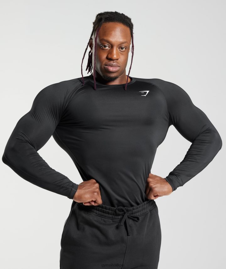 Gymsharkplayera de manga larga con elemento baselayer hombres negro PFTJ2N671 ropa
