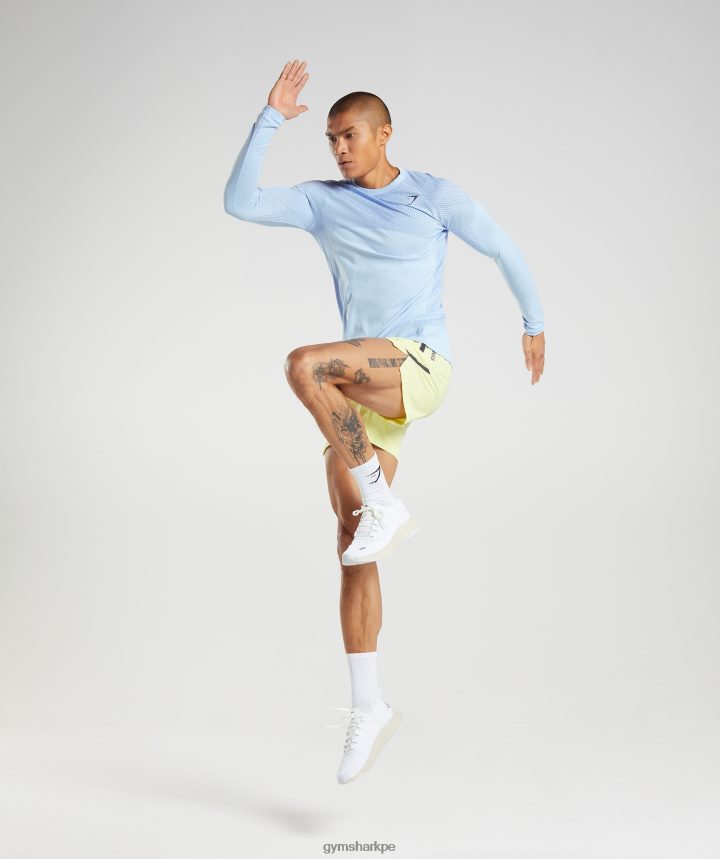 Gymsharkplayera de manga larga sin costuras Apex hombres azul lino/azul cancha PFTJ2N750 ropa