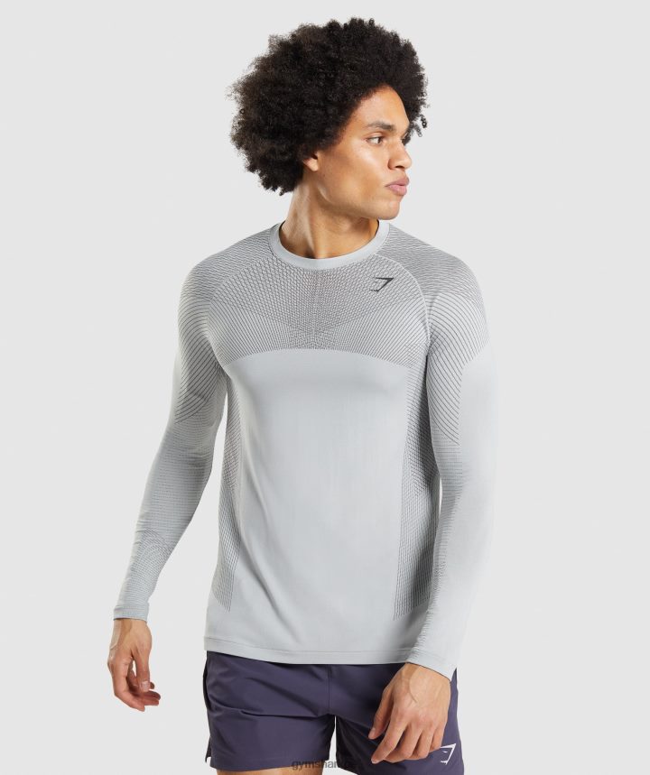 Gymsharkplayera de manga larga sin costuras Apex hombres gris claro/gris ónix PFTJ2N720 ropa