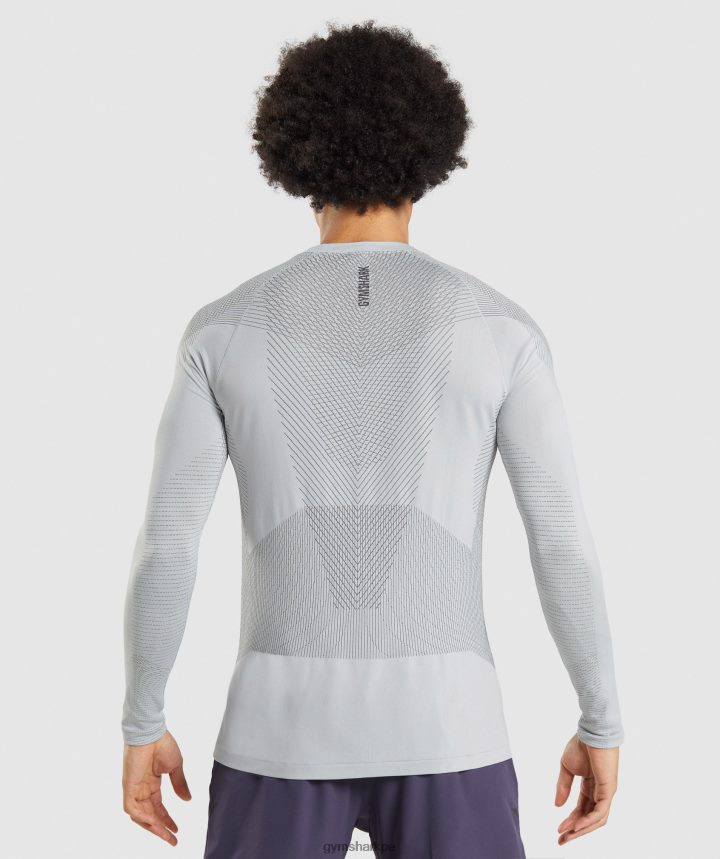 Gymsharkplayera de manga larga sin costuras Apex hombres gris claro/gris ónix PFTJ2N720 ropa