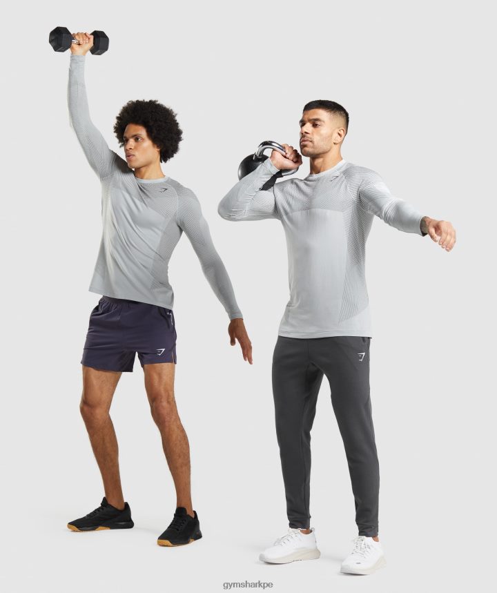 Gymsharkplayera de manga larga sin costuras Apex hombres gris claro/gris ónix PFTJ2N720 ropa