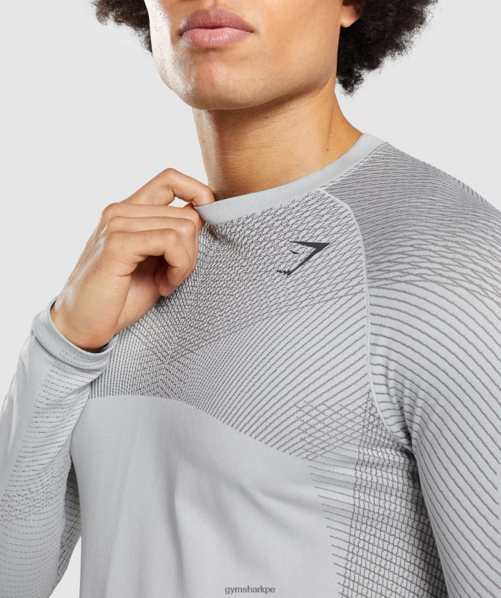 Gymsharkplayera de manga larga sin costuras Apex hombres gris claro/gris ónix PFTJ2N720 ropa