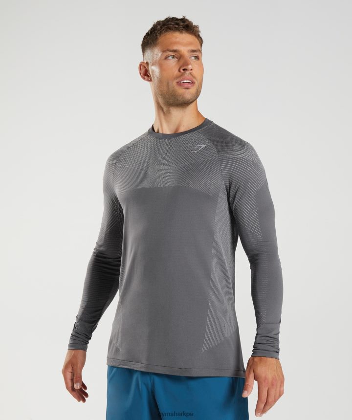 Gymsharkplayera de manga larga sin costuras Apex hombres gris silueta/gris ahumado PFTJ2N630 ropa