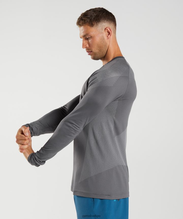 Gymsharkplayera de manga larga sin costuras Apex hombres gris silueta/gris ahumado PFTJ2N630 ropa