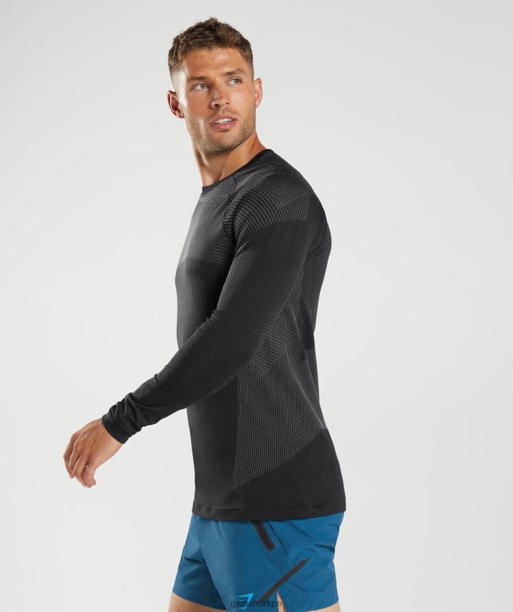 Gymsharkplayera de manga larga sin costuras Apex hombres negro/gris silueta PFTJ2N764 ropa