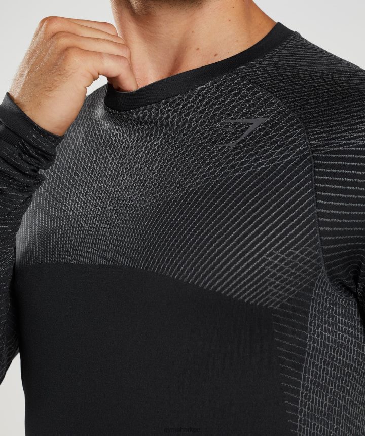 Gymsharkplayera de manga larga sin costuras Apex hombres negro/gris silueta PFTJ2N764 ropa