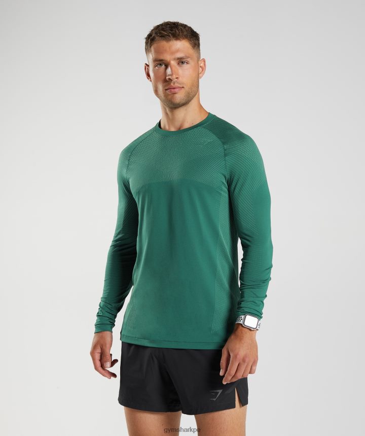 Gymsharkplayera de manga larga sin costuras Apex hombres verde bosque/verde hoya PFTJ2N699 ropa