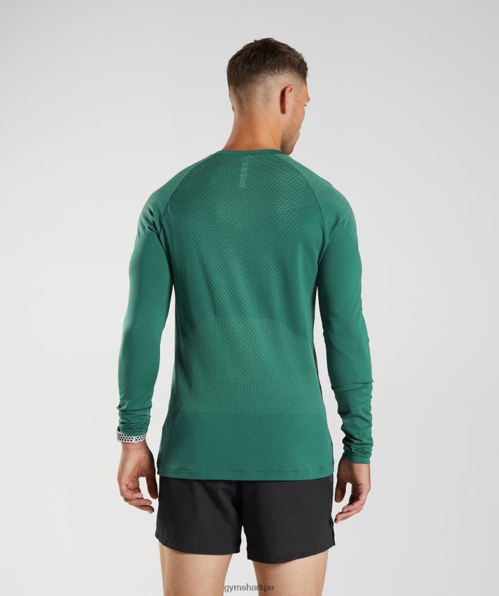 Gymsharkplayera de manga larga sin costuras Apex hombres verde bosque/verde hoya PFTJ2N699 ropa