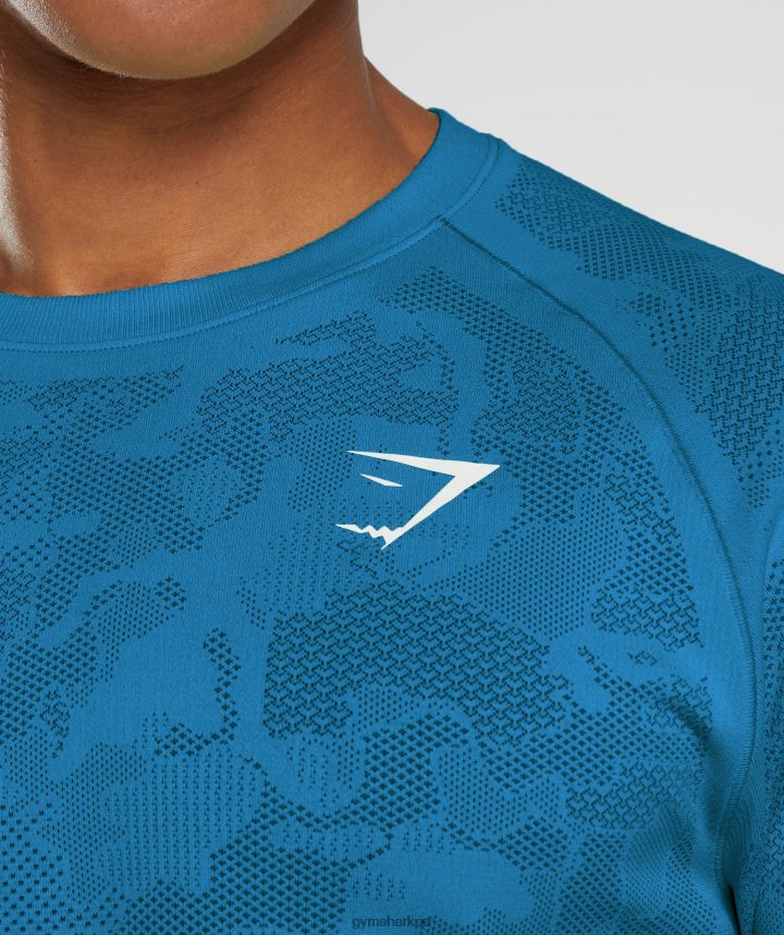 Gymsharkplayera de manga larga sin costuras Geo hombres azul atlántico/azul tiburón PFTJ2N597 ropa