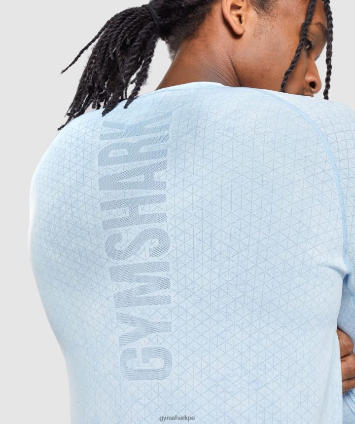 Gymsharkplayera de manga larga sin costuras Geo hombres blanco/azul piedra luna PFTJ2N711 ropa