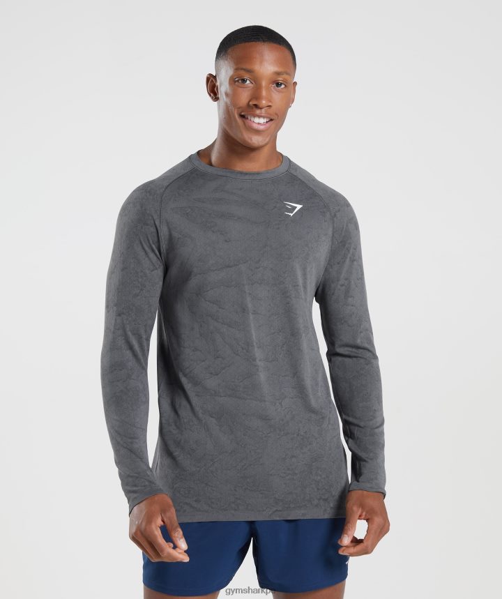 Gymsharkplayera de manga larga sin costuras Geo hombres gris carbón/negro PFTJ2N628 ropa