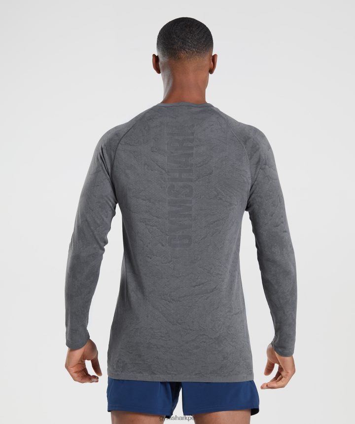 Gymsharkplayera de manga larga sin costuras Geo hombres gris carbón/negro PFTJ2N628 ropa