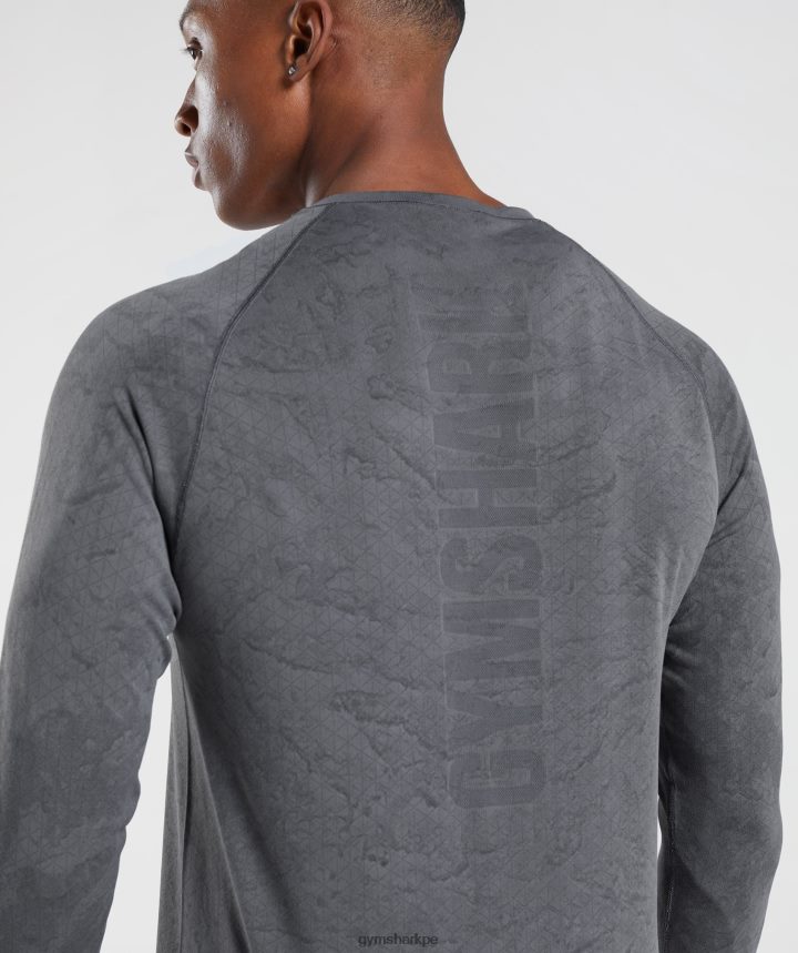 Gymsharkplayera de manga larga sin costuras Geo hombres gris carbón/negro PFTJ2N628 ropa