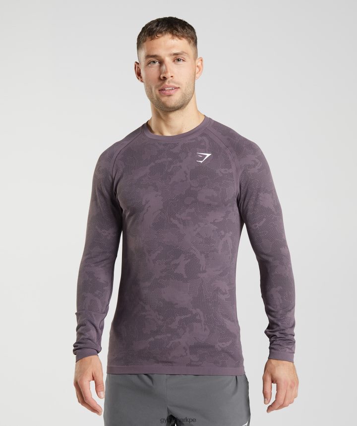 Gymsharkplayera de manga larga sin costuras Geo hombres lila almizcle/negro PFTJ2N700 ropa