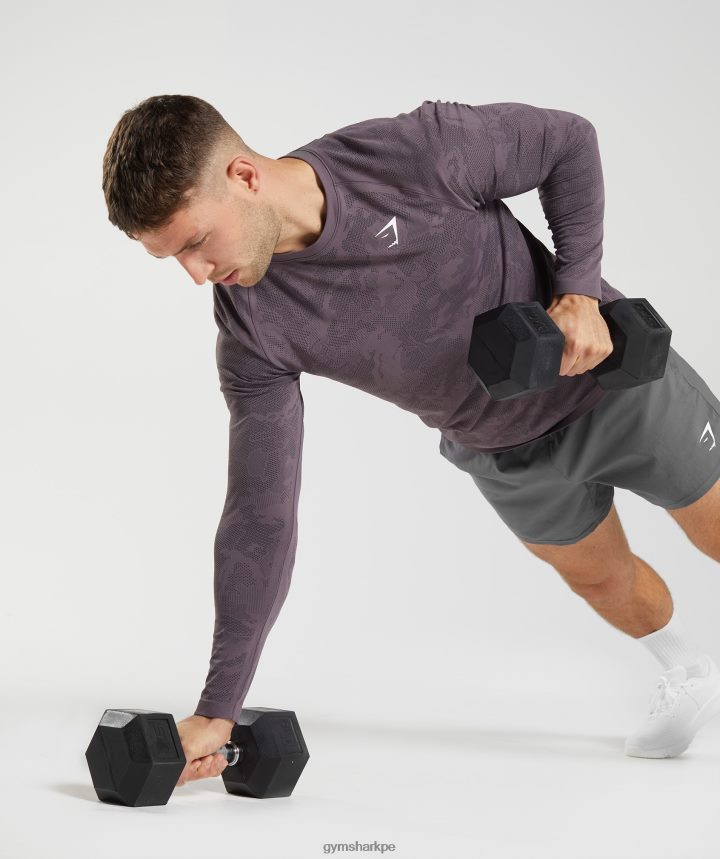 Gymsharkplayera de manga larga sin costuras Geo hombres lila almizcle/negro PFTJ2N700 ropa