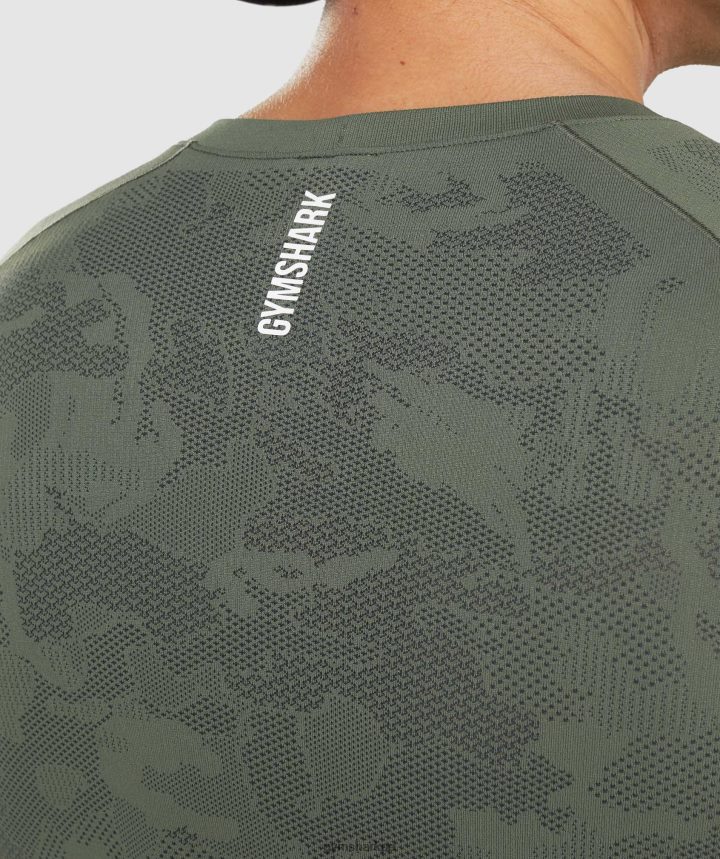 Gymsharkplayera de manga larga sin costuras Geo hombres núcleo oliva/negro PFTJ2N599 ropa