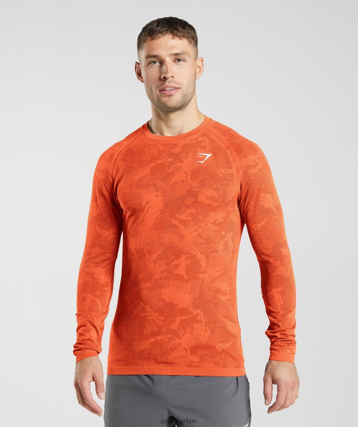Gymsharkplayera de manga larga sin costuras Geo hombres pimiento rojo/salsa roja PFTJ2N615 ropa
