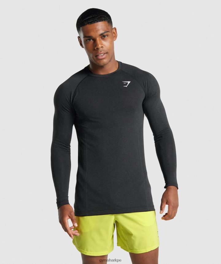 Gymsharkplayera de manga larga sin costuras de luz vital hombres marga negra PFTJ2N746 ropa