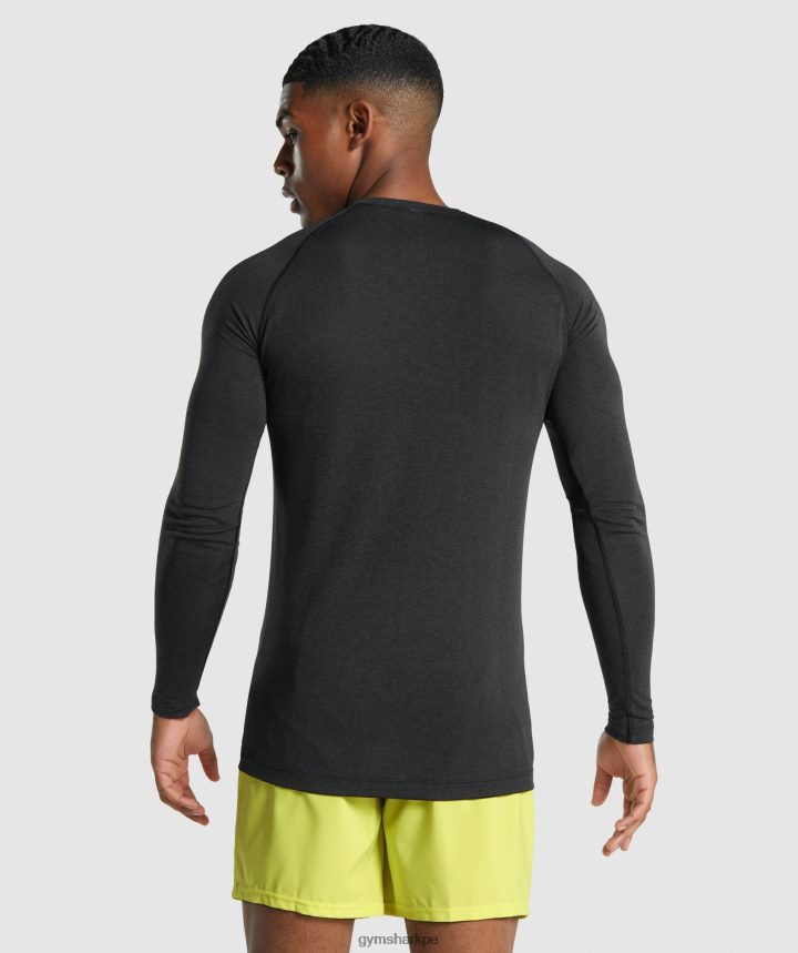 Gymsharkplayera de manga larga sin costuras de luz vital hombres marga negra PFTJ2N746 ropa