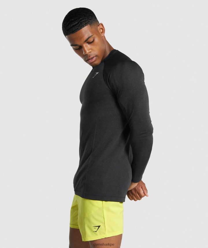 Gymsharkplayera de manga larga sin costuras de luz vital hombres marga negra PFTJ2N746 ropa