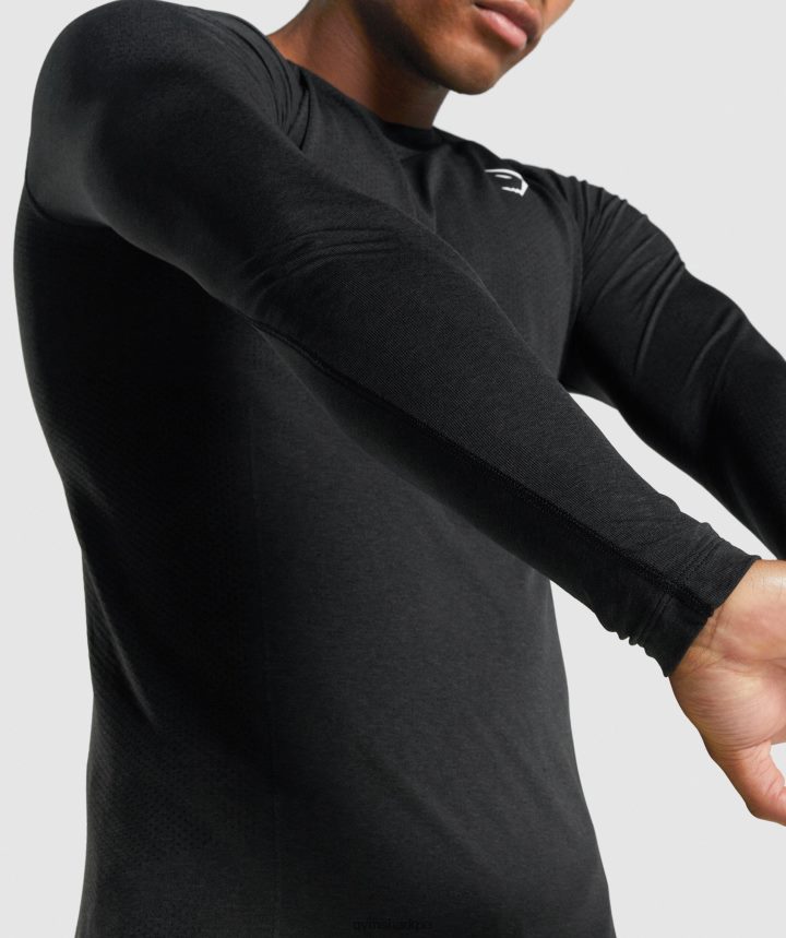 Gymsharkplayera de manga larga sin costuras de luz vital hombres marga negra PFTJ2N746 ropa