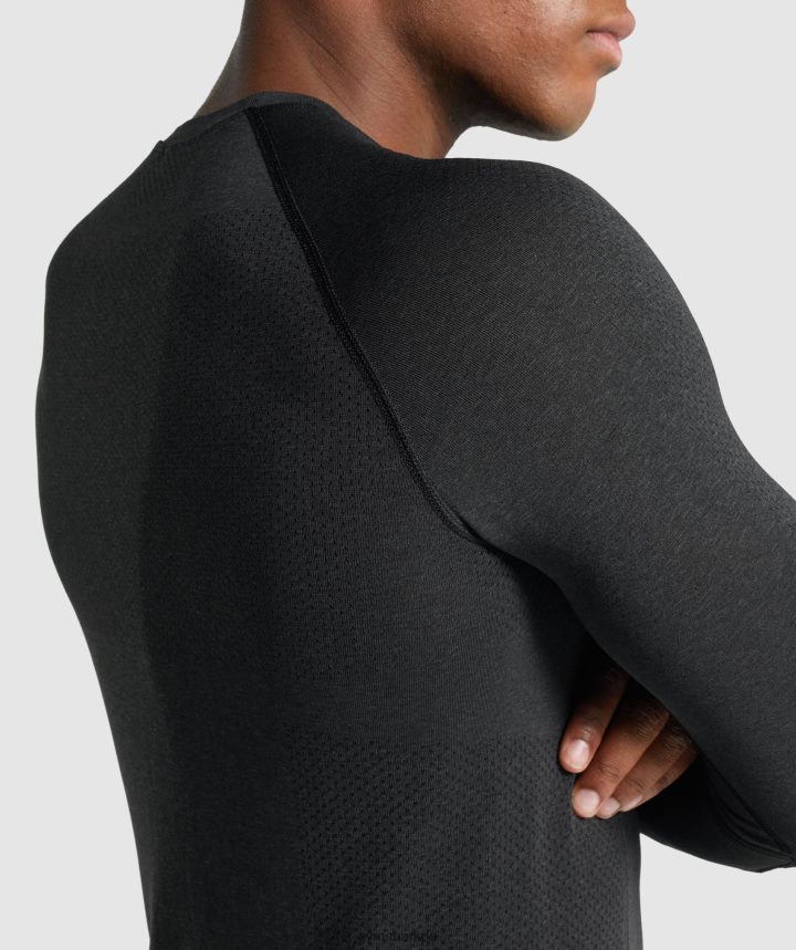 Gymsharkplayera de manga larga sin costuras de luz vital hombres marga negra PFTJ2N746 ropa