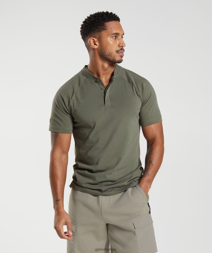 Gymsharkpolo de viaje diario de descanso hombres aceituna polvorienta PFTJ2N783 ropa