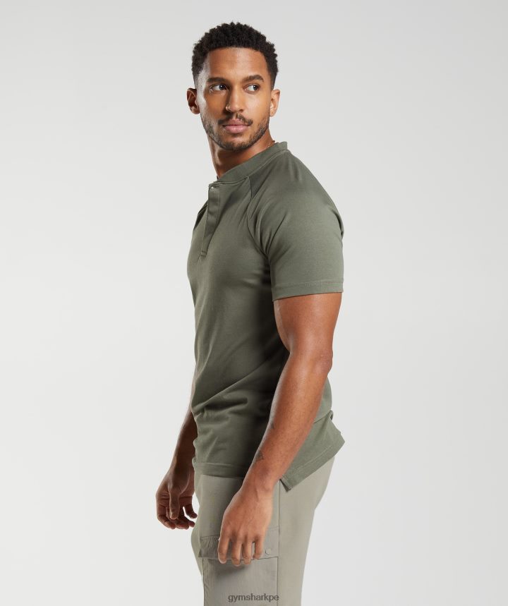 Gymsharkpolo de viaje diario de descanso hombres aceituna polvorienta PFTJ2N783 ropa