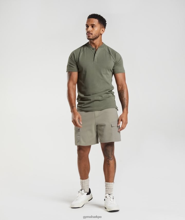 Gymsharkpolo de viaje diario de descanso hombres aceituna polvorienta PFTJ2N783 ropa