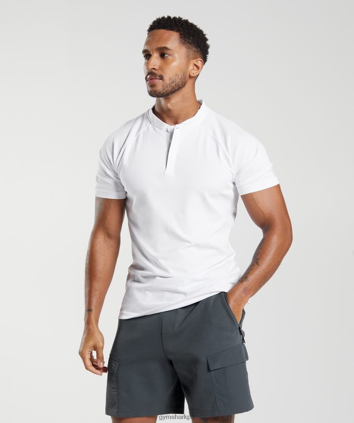 Gymsharkpolo de viaje diario de descanso hombres blanco PFTJ2N590 ropa