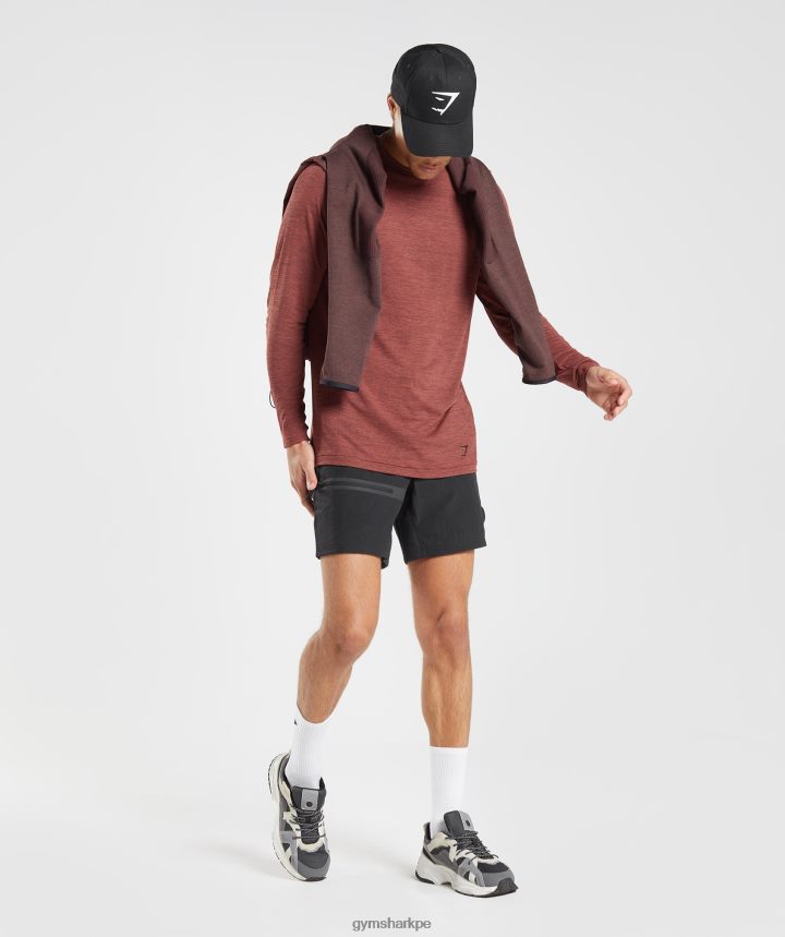 Gymsharkretake camiseta sin costuras de manga larga hombres marrón rosa/negro jaspeado PFTJ2N606 ropa