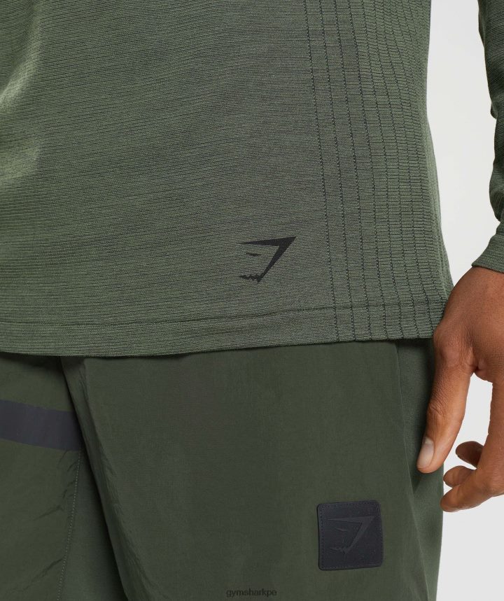 Gymsharkretake camiseta sin costuras de manga larga hombres núcleo de oliva PFTJ2N647 ropa