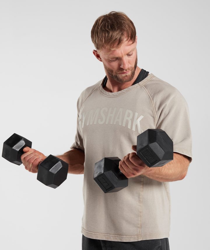 Gymsharktop de trapo lavado a presión hombres marrón cemento PFTJ2N641 ropa