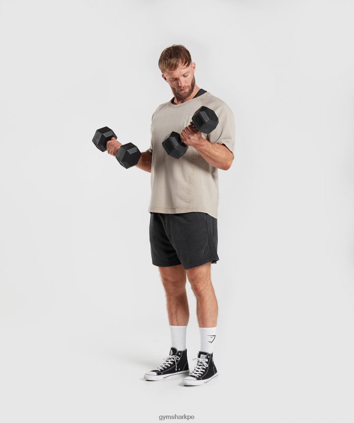 Gymsharktop de trapo lavado a presión hombres marrón cemento PFTJ2N641 ropa