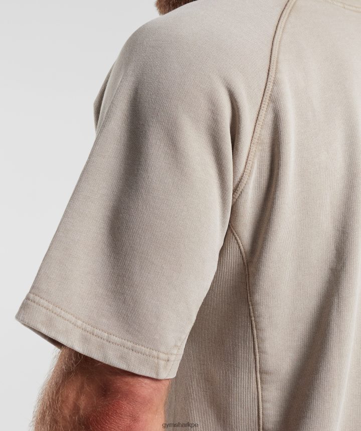 Gymsharktop de trapo lavado a presión hombres marrón cemento PFTJ2N641 ropa