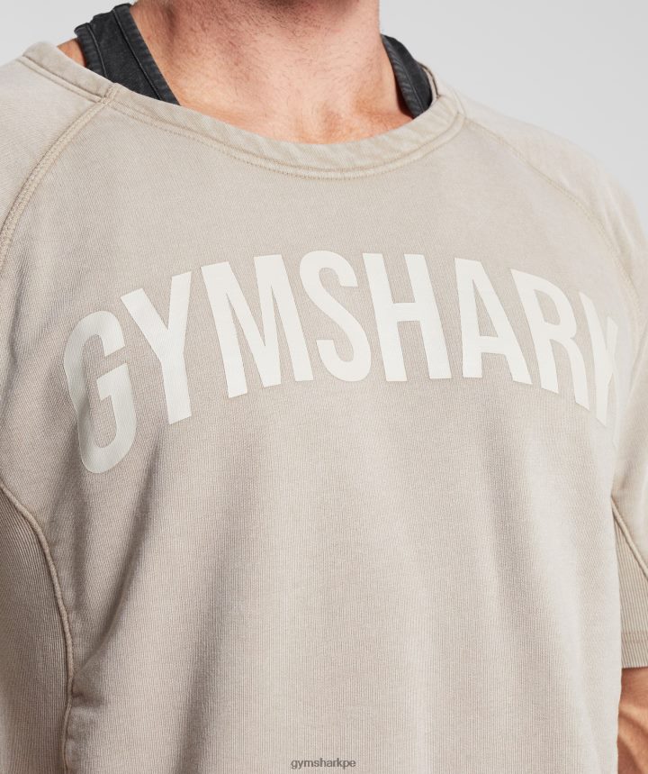 Gymsharktop de trapo lavado a presión hombres marrón cemento PFTJ2N641 ropa