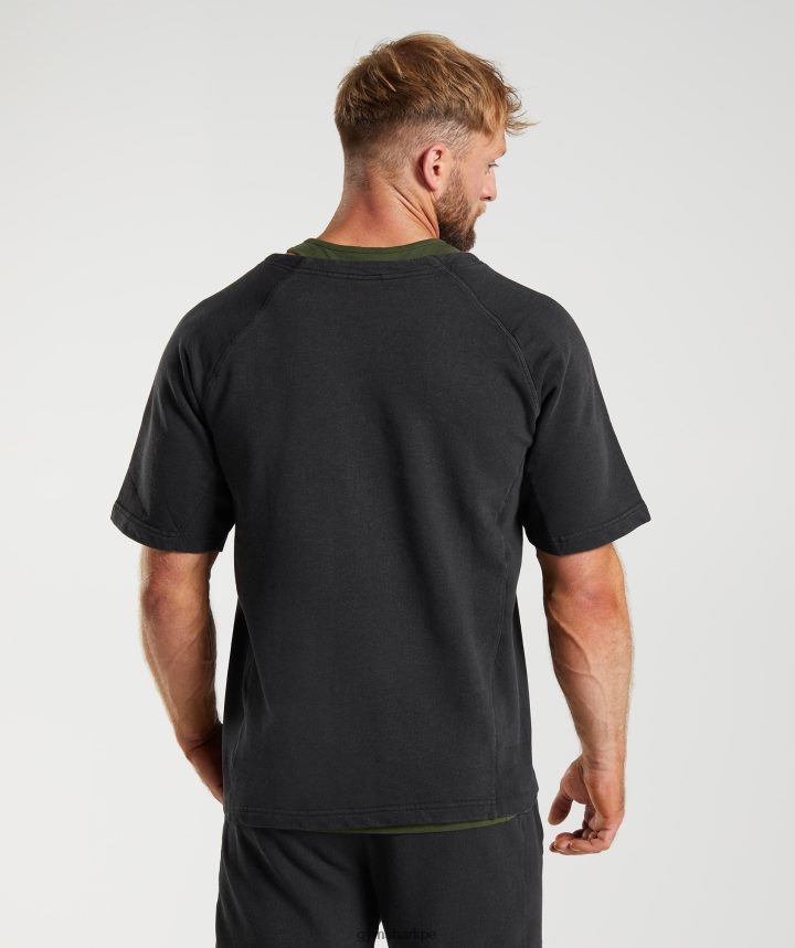 Gymsharktop de trapo lavado a presión hombres negro PFTJ2N659 ropa