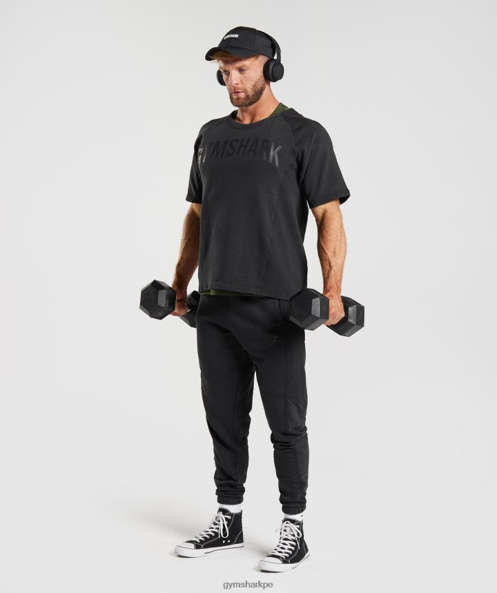 Gymsharktop de trapo lavado a presión hombres negro PFTJ2N659 ropa