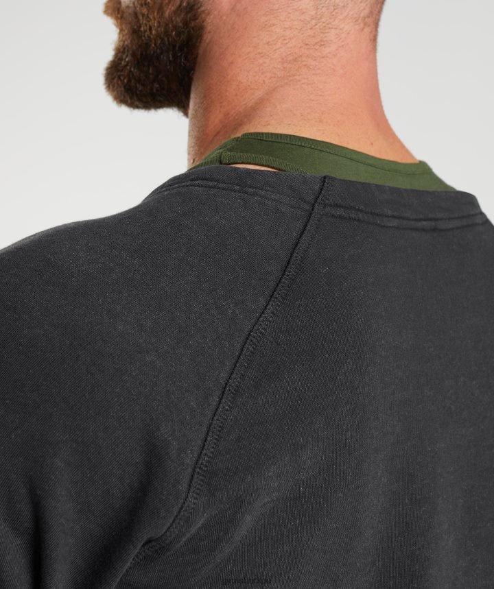 Gymsharktop de trapo lavado a presión hombres negro PFTJ2N659 ropa