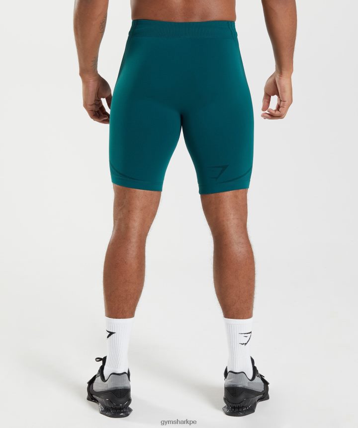 Gymshark315 1/2 shorts sin costuras hombres verde azulado de invierno/negro PFTJ2N1038 ropa