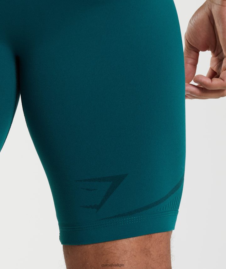 Gymshark315 1/2 shorts sin costuras hombres verde azulado de invierno/negro PFTJ2N1038 ropa