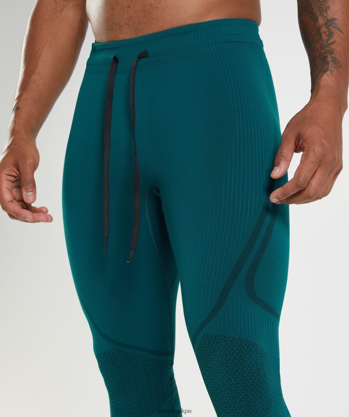 Gymshark315 medias sin costuras hombres verde azulado de invierno/negro PFTJ2N1040 ropa