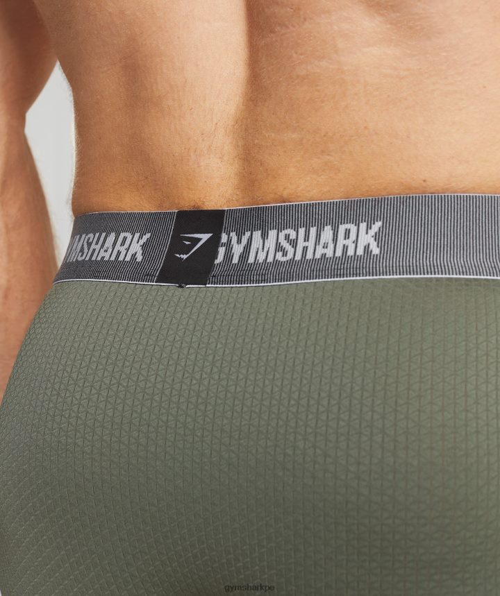 Gymsharkbóxers de tecnología deportiva paquete de 2 hombres negro/oliva central PFTJ2N1045 ropa